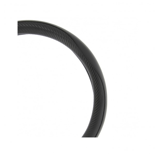 Funda de Volante Transpirable efecto Piel en Color Negro y Fibra de Carbono, Universal para Volnates 37-39cm diametro