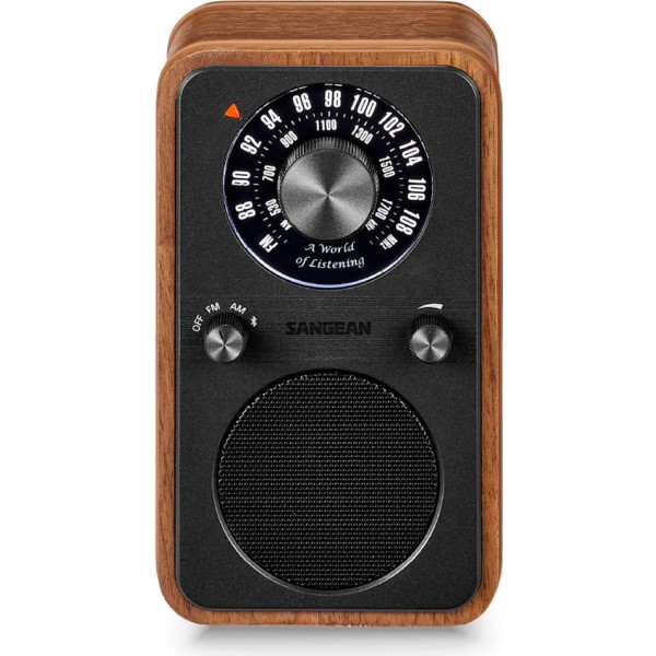 Sangean wr-9 nogal vintage / radio analógica de madera con am / fm / bluetooth